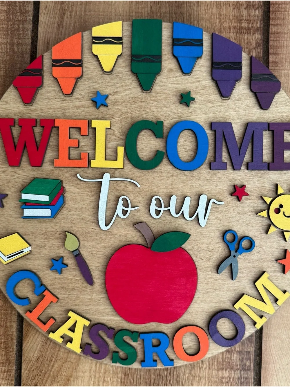 Welcome to Our Classroom Multicolor Wood Wall Sign